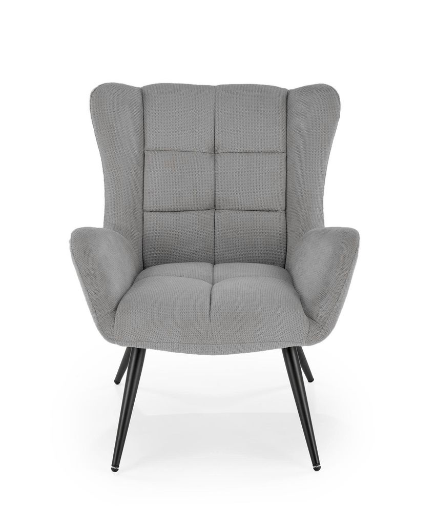 Fotel, steppelt, szövet, szürke fekete fém lábakkal - BONTON - Butopêa termék 2. képe